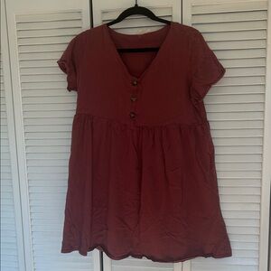 Pink Oversized Button-Front Dress